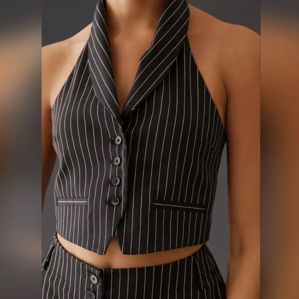 Anthropologie black and white pinstripe vest sz. S